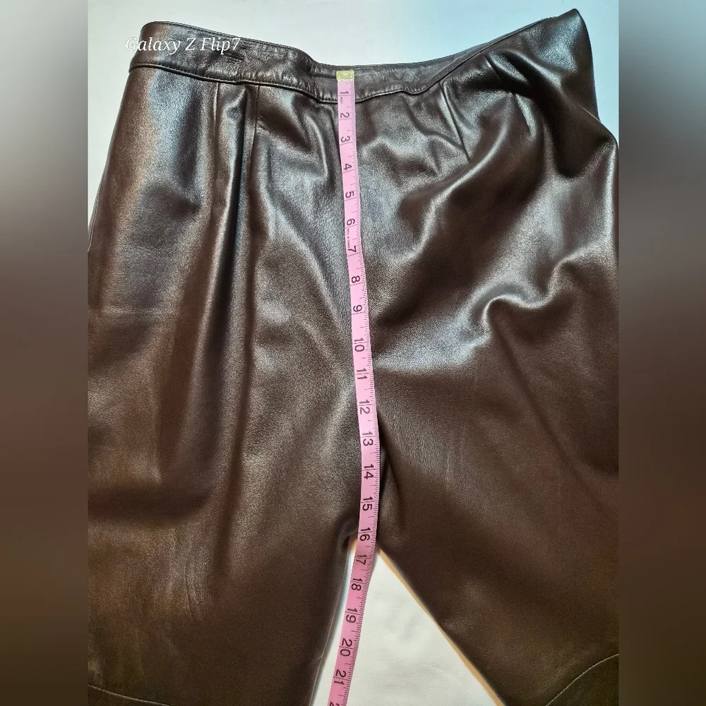 ​Talbots Petites 100% Genuine Leather Pants - Chocolate Brown - Size 14P - Picture 6 of 10